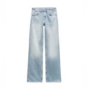 ZARA FULL LENGTH MID-RISE WIDE LEG JEANS SIZE6